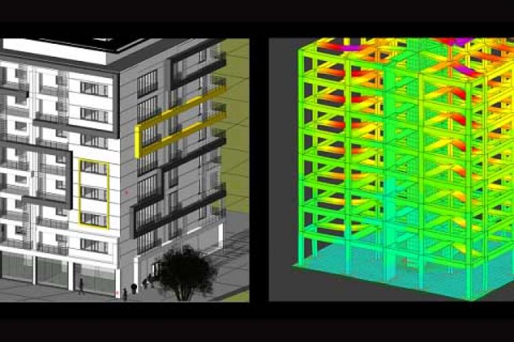 Plans 3D d'une étude de structure béton armé